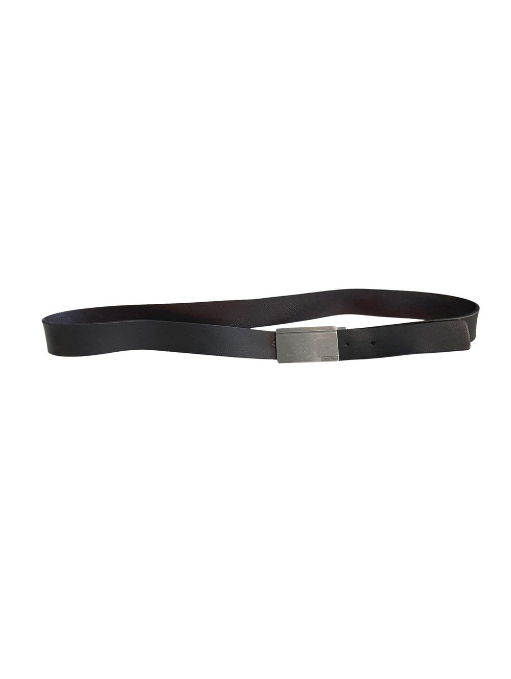 Calvin Klein Black Leather Belt with Silver Buckle